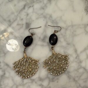 Elegant Gold and Black Dangle Earrings